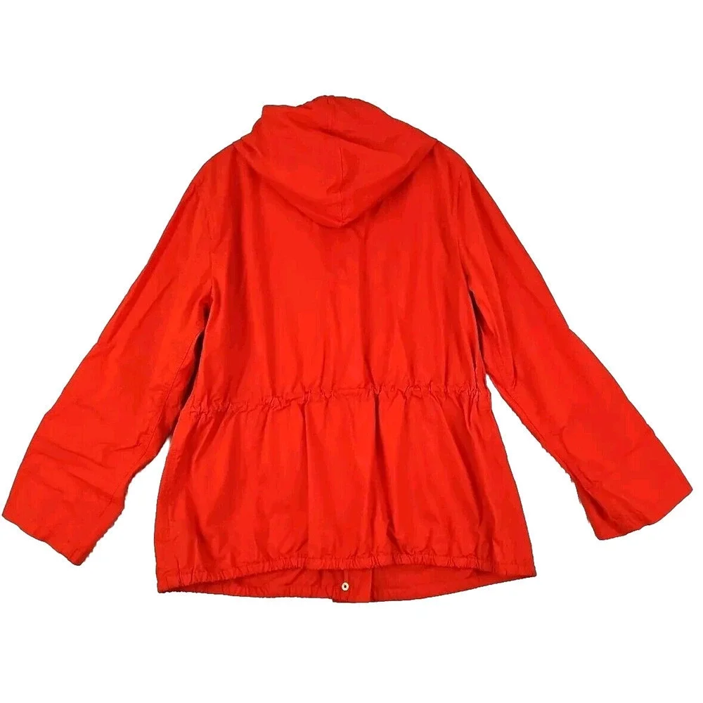 Michael Kors Woman Size L~ Orange Full Zip/Snap Cotton Hood Windbreaker Unlined.